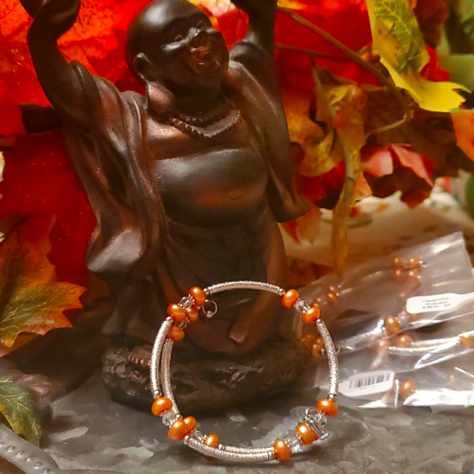 Tangerine Bracelet W Swavorski Vantel Pearl 30$